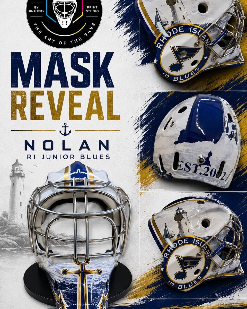 RI Junior Blues custom mask reveal